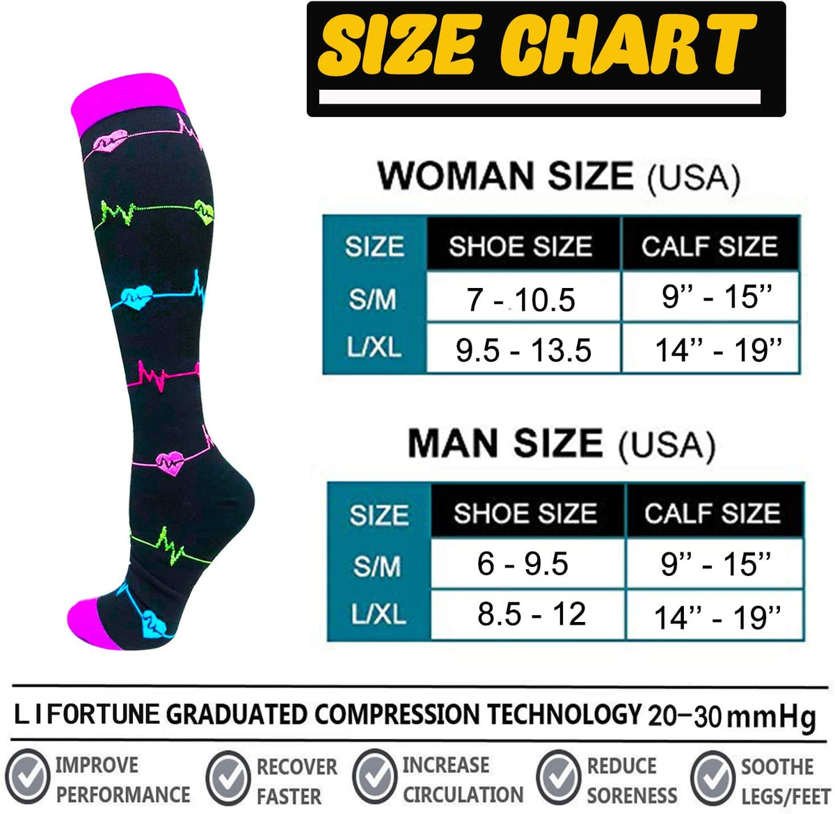Compression Socks Women & Men - Best for Running,Medical,Athletic Spor ...