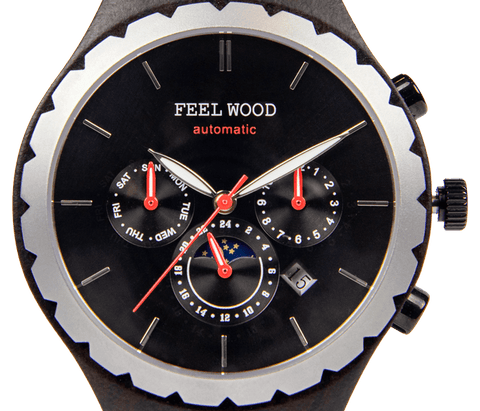 Reloj de madera automático Infinity Black