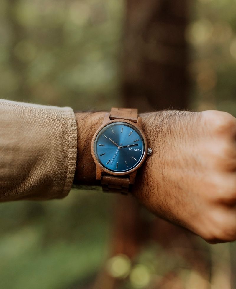 Reloj de madera Blue Walnut mm