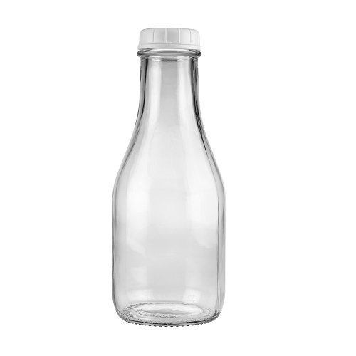 1/2 Gal Heavy Duty Glass Milk Bottle with Strong REUSABLE AIRTIGHT SCREW  Lid - 2 Qt Glass Water Bottles - Glass Bottles with 4 Lids AND 4 Handles! 