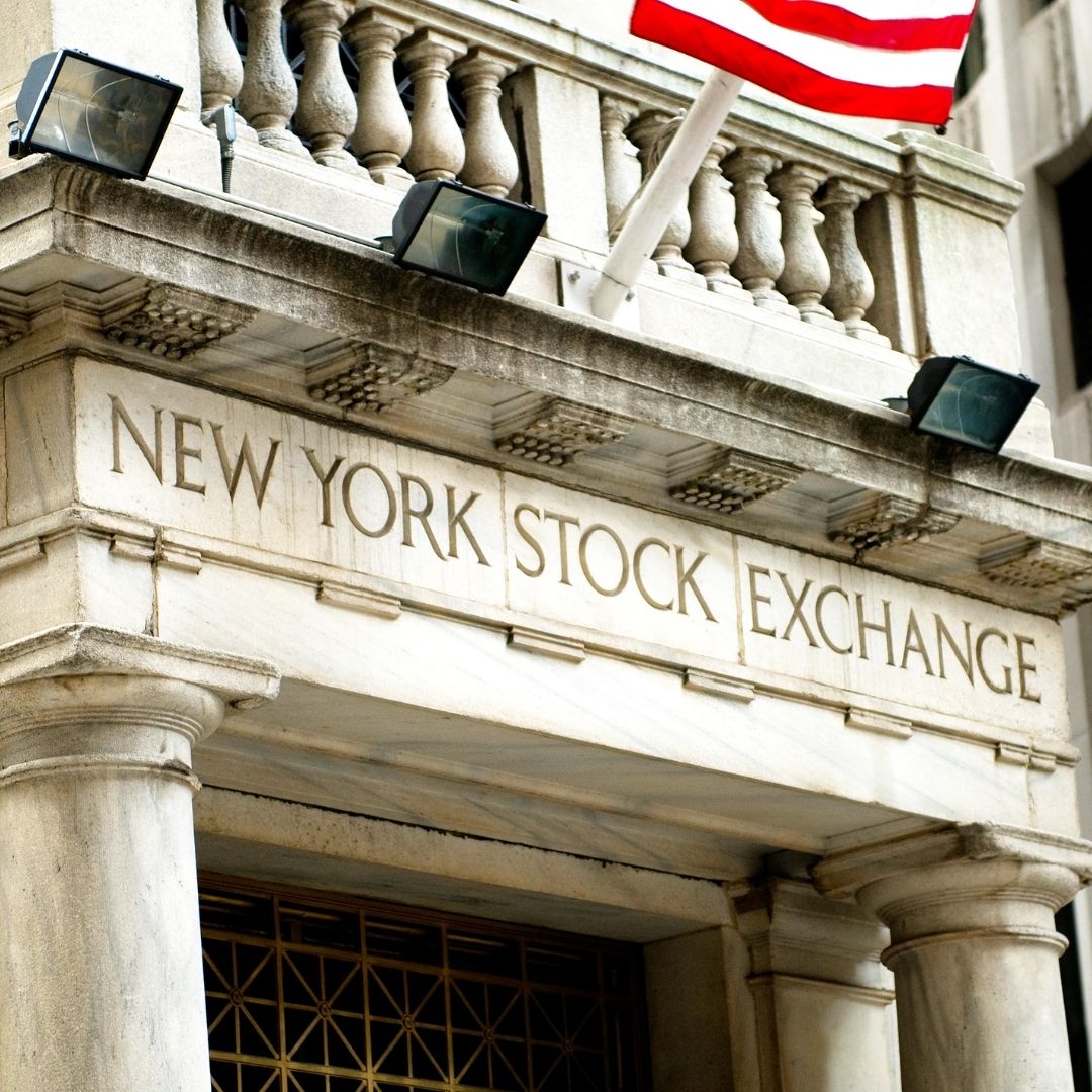 The front of the New York Stock Exchange (NYSE). The NYSE is the largest stock exchange in the world.