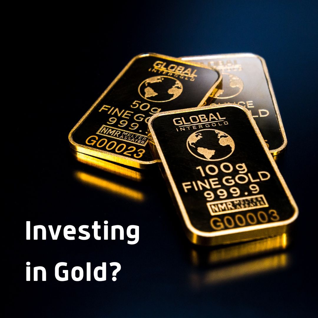 The Millennial Investments cover photo for their blog article titled, "Shining Bright: Why Investing in Gold Could be Your Golden Opportunity" featuring three gold bars with the phrase, "Investing in Gold" at the bottom left.