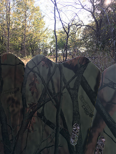 a close up of a ghostblind ground blind in use