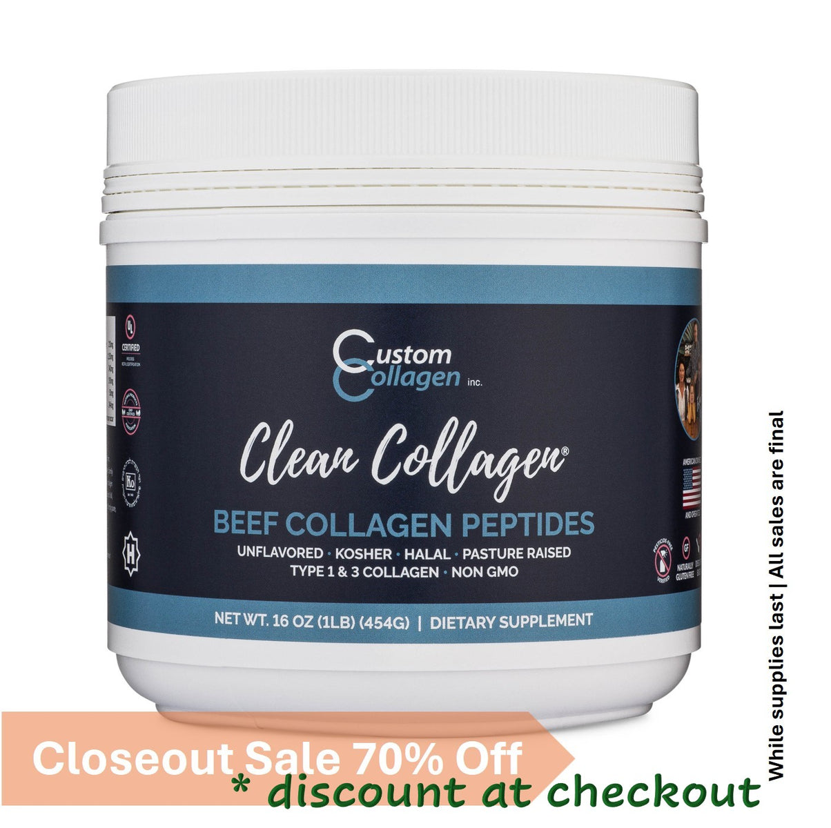 1lb Beef Collagen Peptides (41 servings)