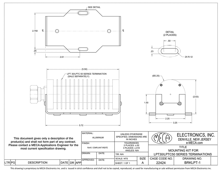 BRKLPT-1, Power Divider Accesories