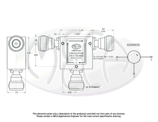 RF Circulators, CN-0.900, 250 Watts, N-Female 0.8-1.0 GHz — MECA