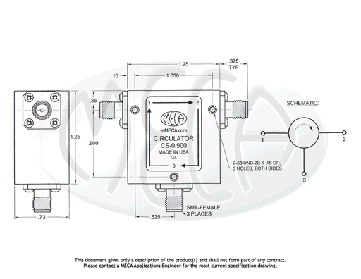 RF Circulators, CN-0.900, 250 Watts, N-Female 0.8-1.0 GHz — MECA