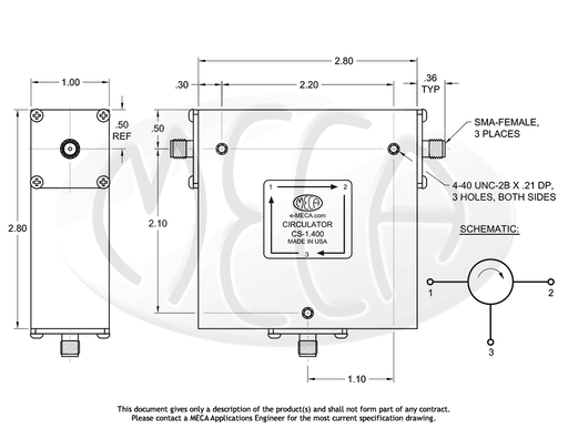 RF Circulators, CN-0.900, 250 Watts, N-Female 0.8-1.0 GHz — MECA