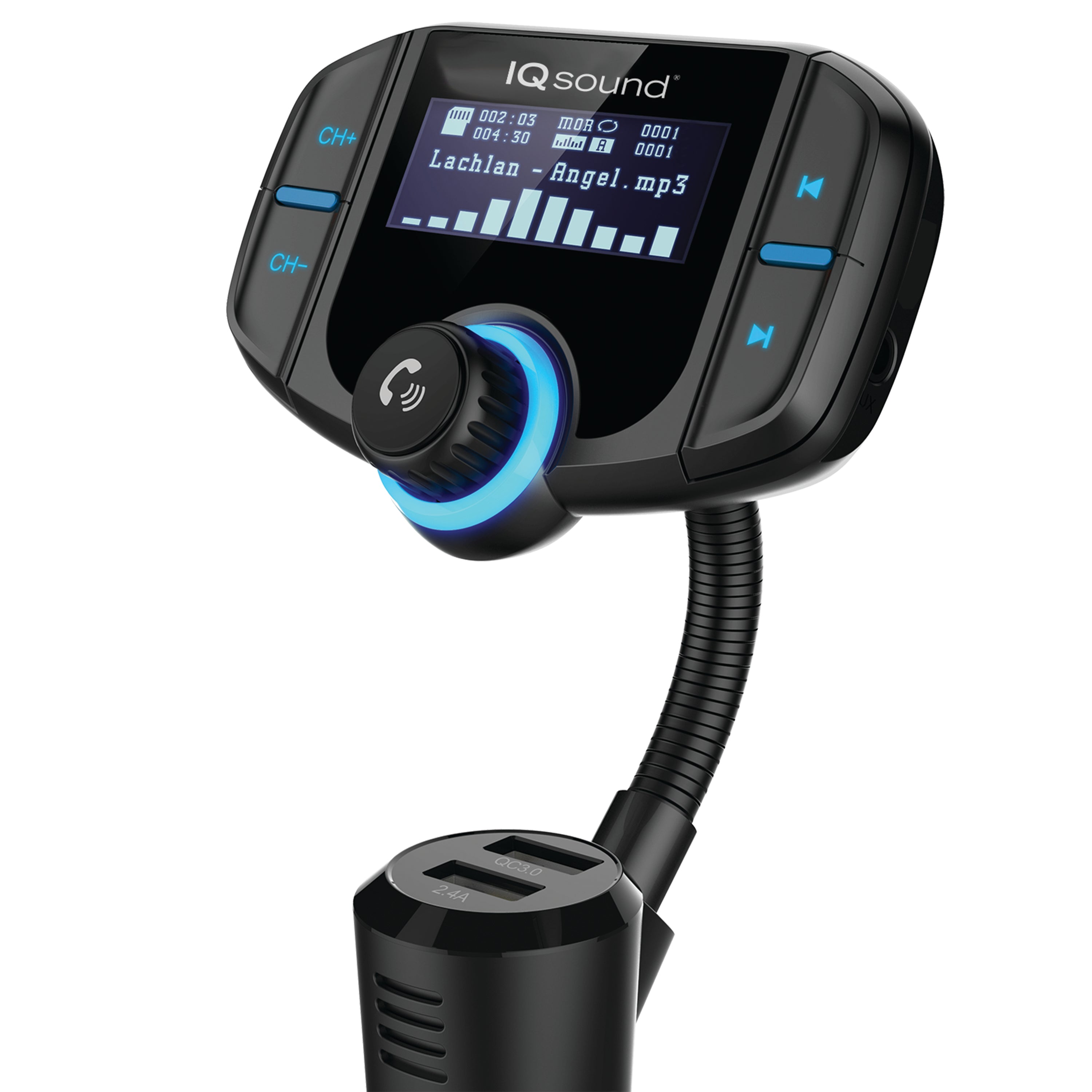 Bluetooth® Wireless Handsfree Car Kit + FM Transmitter + QC 3.0