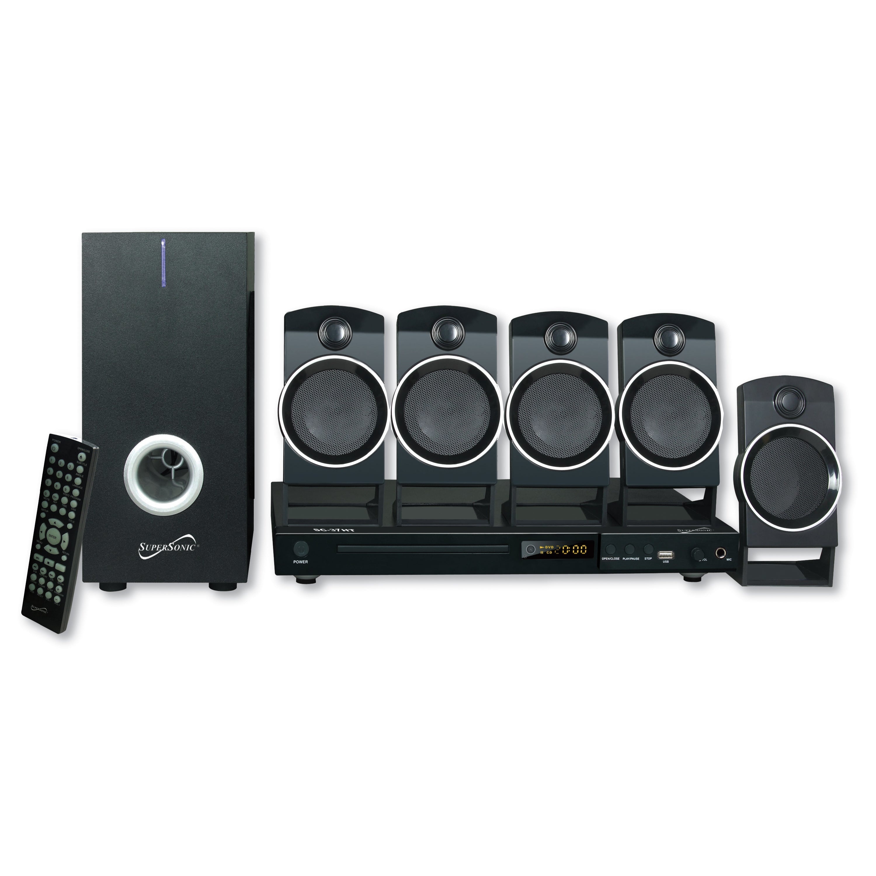 5.1 Channel DVD Home Theater System With USB Input & Karaoke Function –  Supersonic Inc