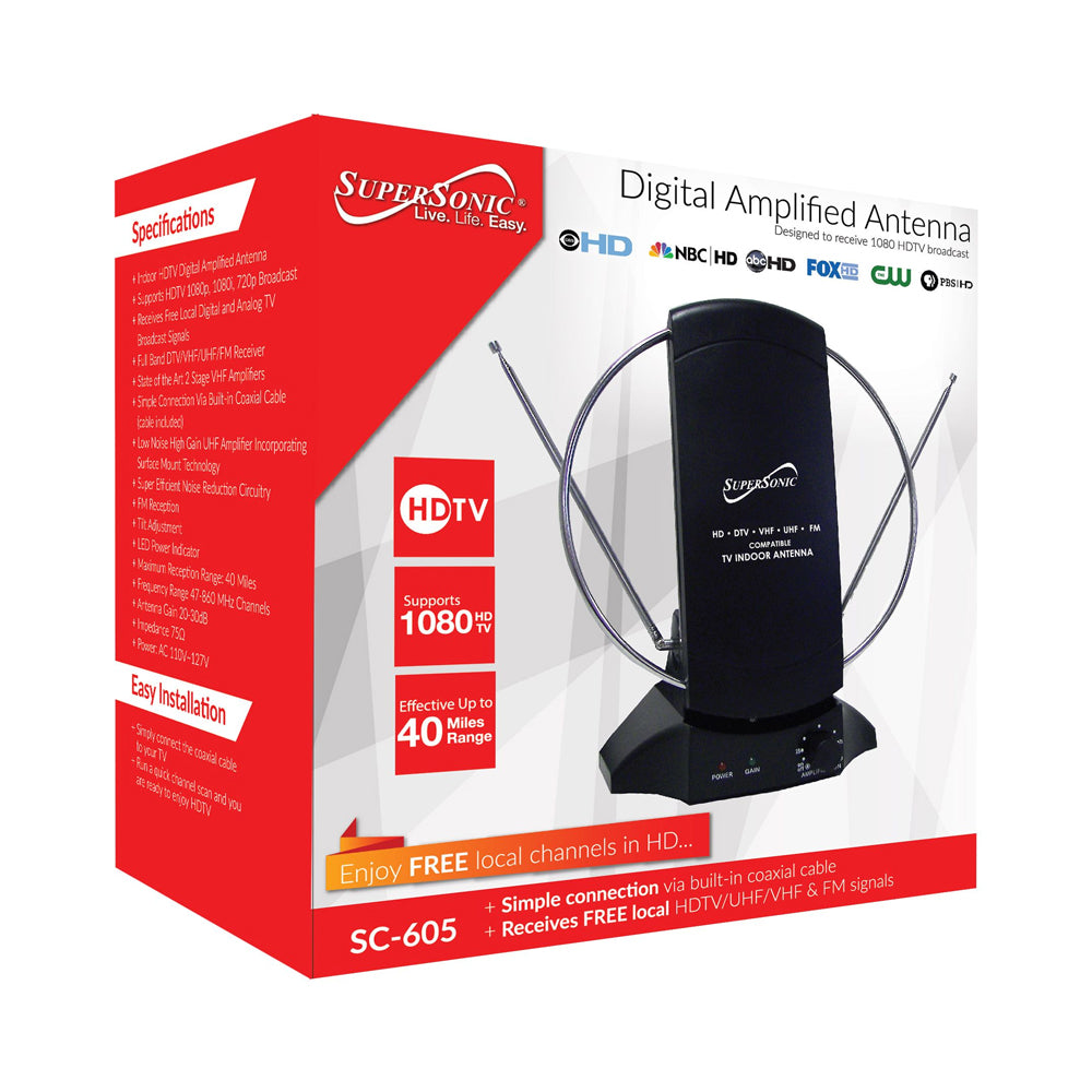HDTV Digital Amplified Indoor Antenna – Supersonic