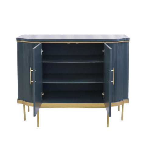 Image of Pasargad Home Amelia Teal Cabinet, 2 Doors & Gold Polished Metal Frame - Home Supply Guru