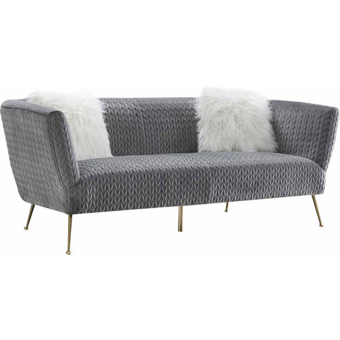 Image of Pasargad Home Noho Collection Lafayette Grey Velvet Sofa PZW-844-3 - Home Supply Guru