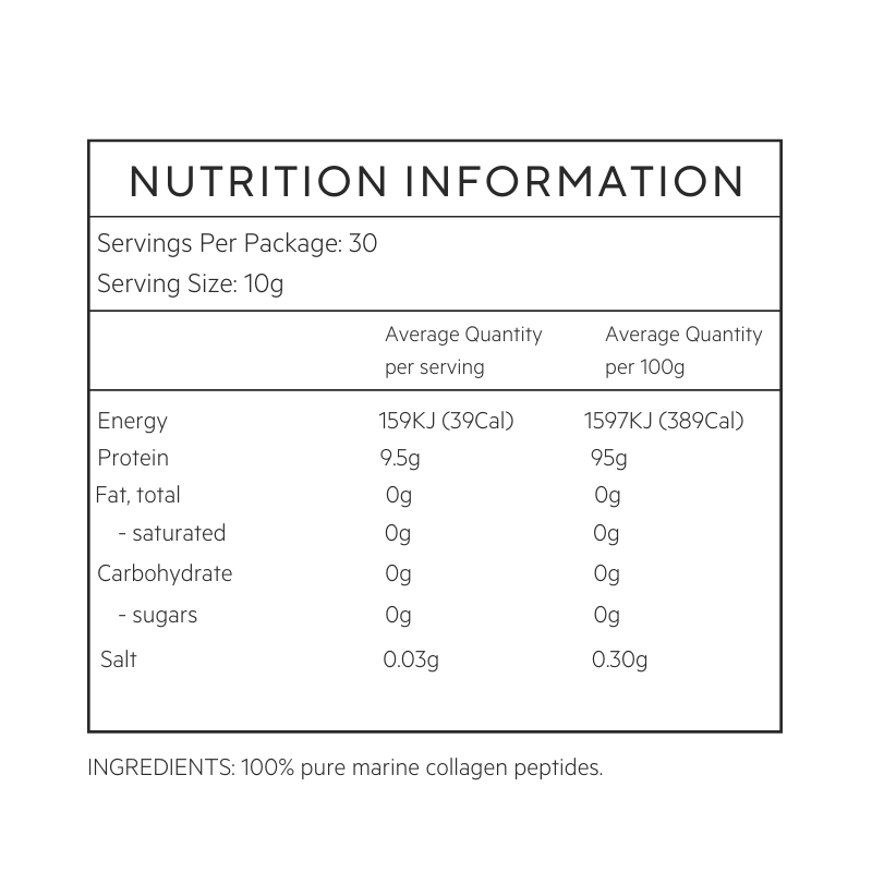 Perfectly Pure marine collagen nutritional information