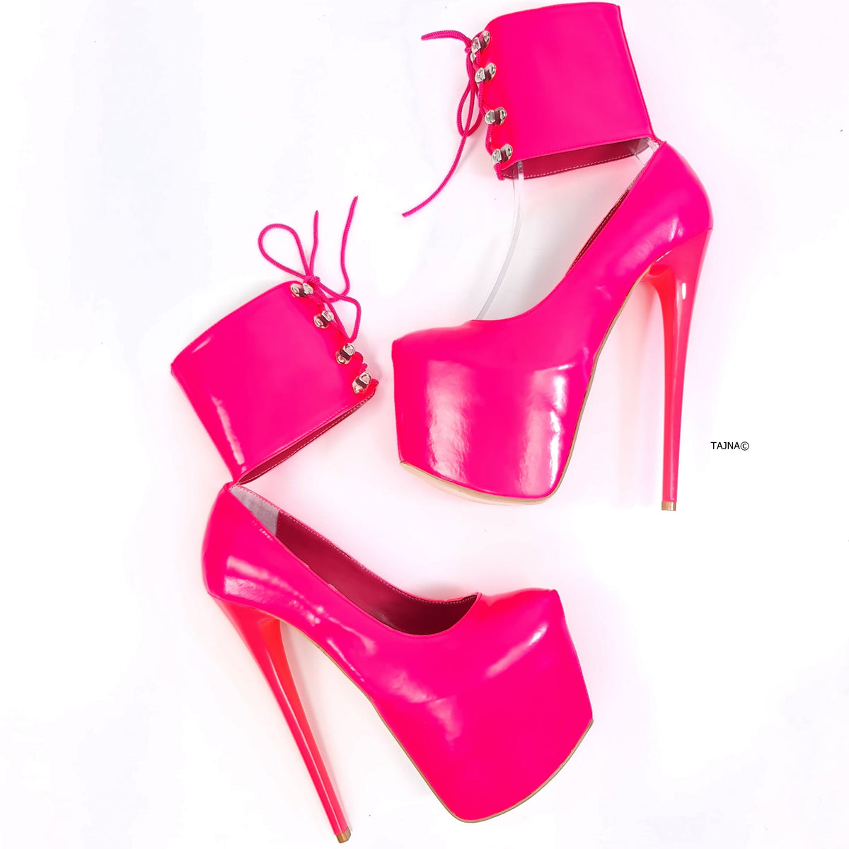 Ankle Cuff Pink High Heel Bondage Shoes | Tajna Shoes