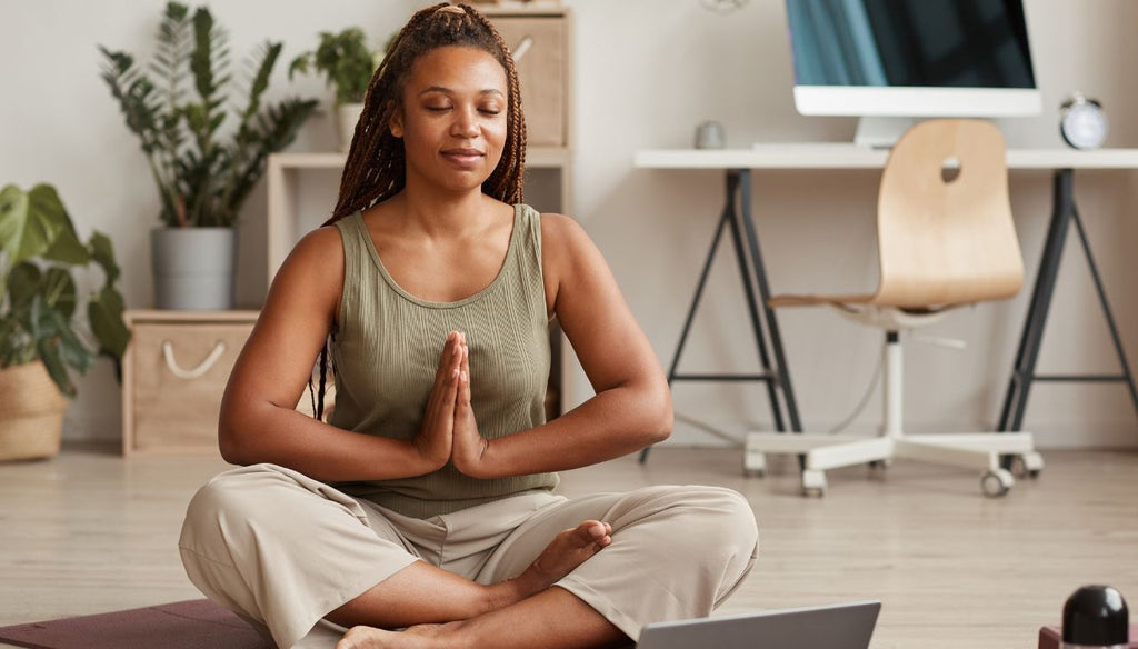 Lady doing her meditation routine