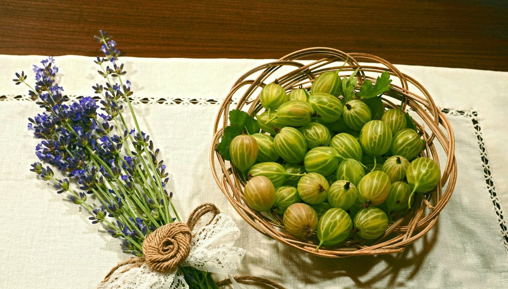 Amla seeds on a wood table