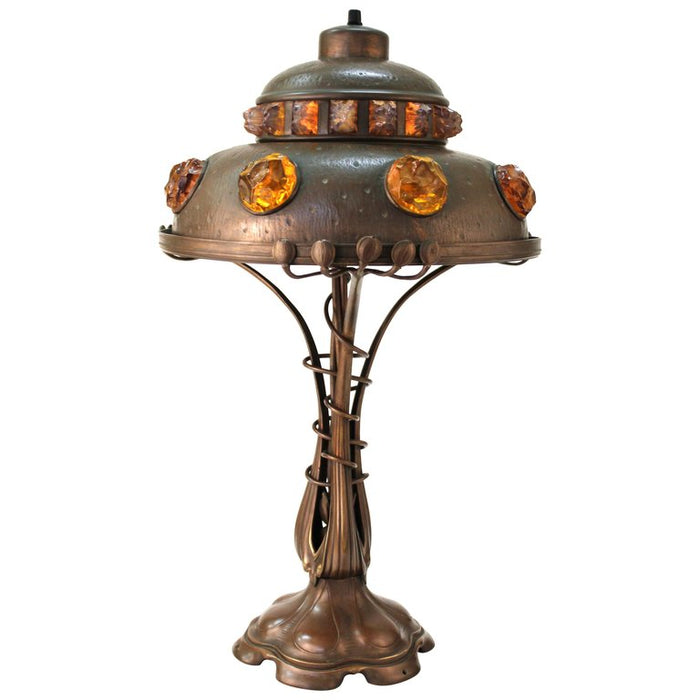 Wrijven Formulering Integreren Austrian Art Nouveau Cast Bronze & Brass Table Lamp with Chunk Glass  Jewels-NYShowpla – Showplace