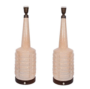 Mid-Century Modern Lamps in  Mottled Ceramic Bottle-Form (6719619858589)