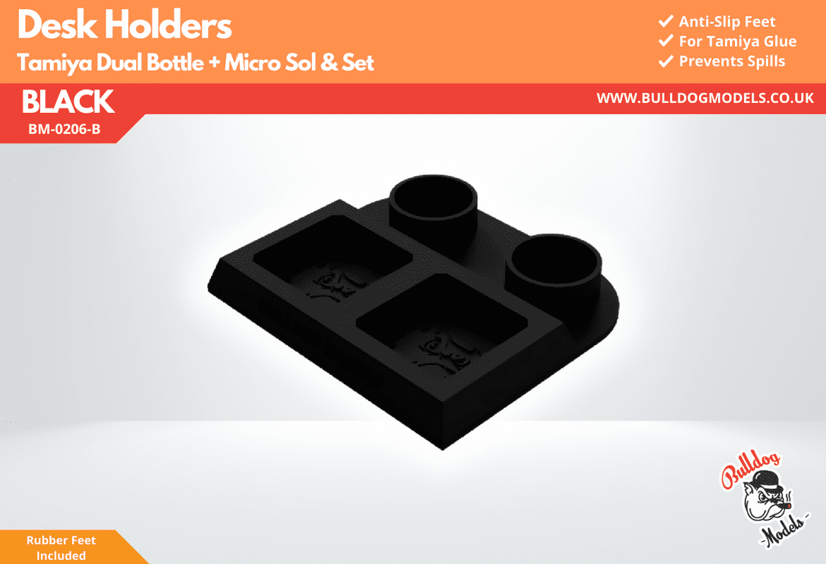 Tamiya Double Glue Holder with Microscale Sol & Set - Black