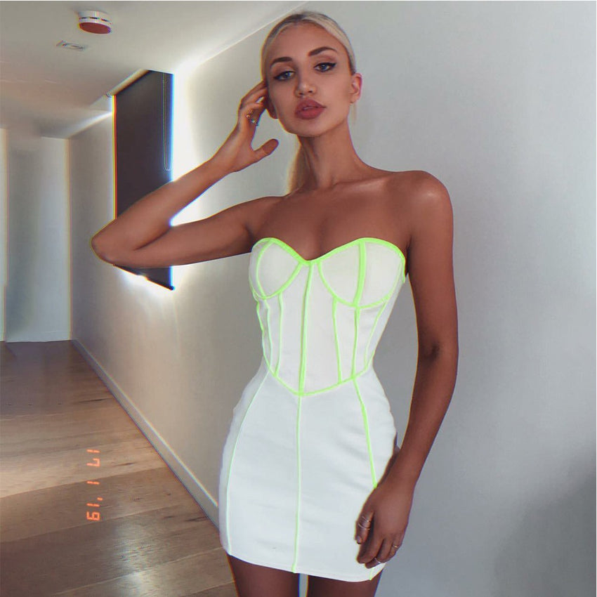 white strapless bandage dress