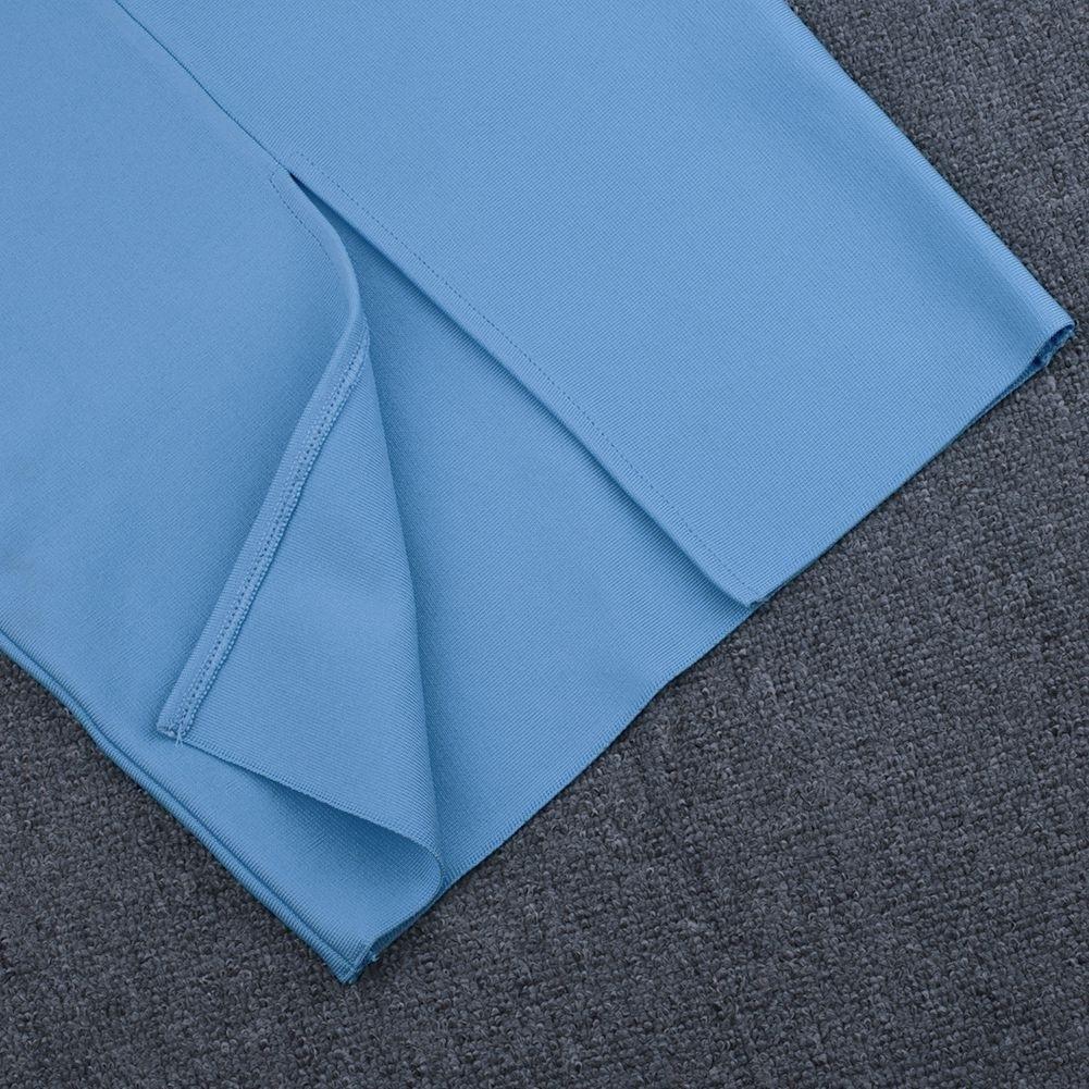 Blue One Shoulder Asymmetrical Midi Bandage Dress | Rumor Apparel