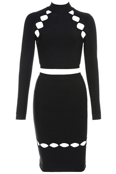 Two Piece Long Sleeve Cutout Bandage Dress – Rumor Apparel