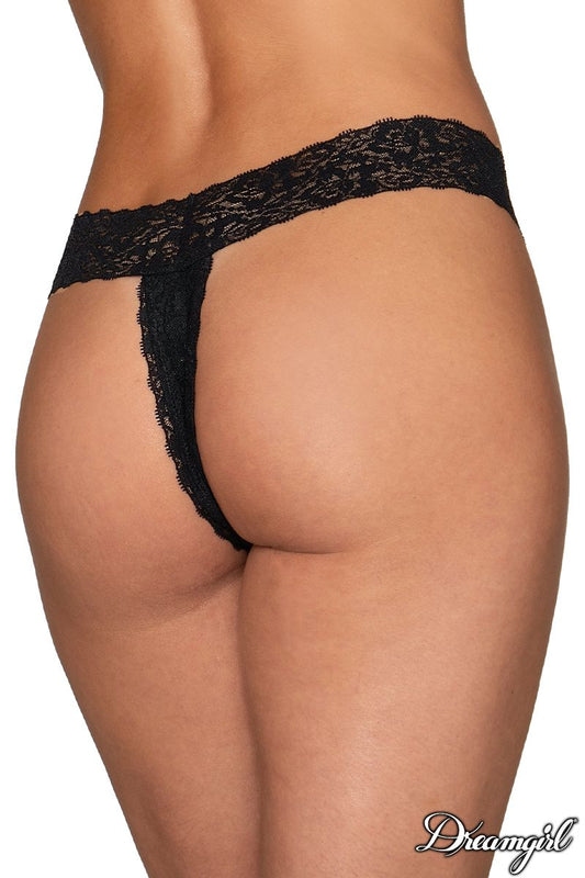 Paradise Crotchless Thong With Pearls In Black - Oh La La Cheri