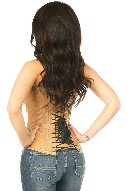Top Drawer Faux Leather Steel Boned Corset In Brown - Daisy Corsets –  BraTopia