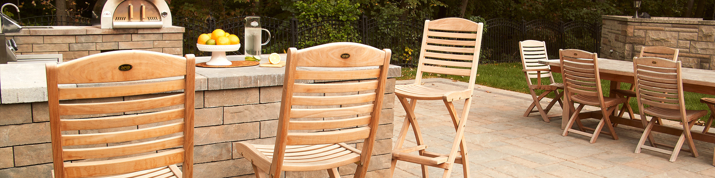 Teak wood bar height chairs