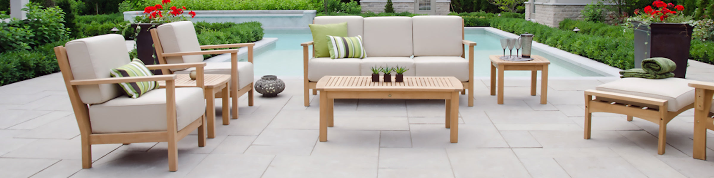 Teak wood patio seating