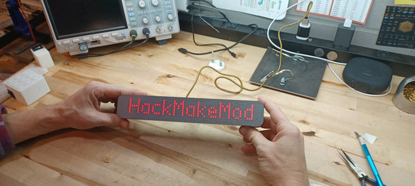 The clock is all finished, displaying our channel handle, Hack Make Mod