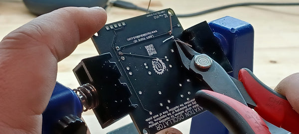 Flush cutting the legs from a transistor