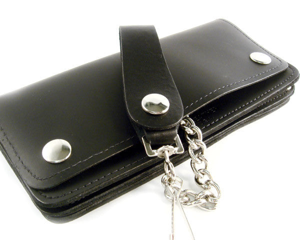 Black Leather Biker Chain Wallet Extra Long | AMiGAZ Attitude Approved Accessories