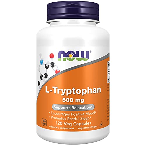 NOW Supplements, L-Tryptophan 500 mg, Encourages Positive Mood*, Supports Relaxation*, 120 Veg Capsules