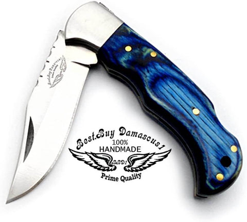 Damascus pocket knife