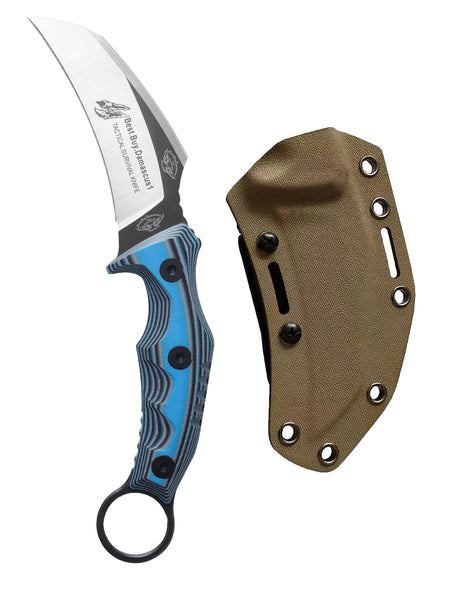  Hunting Knife with Gut Hook, 7.68 Fixed Blade Knife Full  Tang, 440C Hardened Stainless Steel Wood Handle, Leather Sheath Included by  Kratos - ZFS3 : Sports & Outdoors
