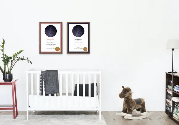 Nightblue and Light Rose Adopt a Star Certificates hanging in Children Ro
