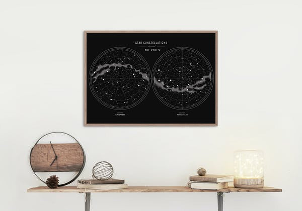 Star Chart with Constellations Poster hanging on Wall