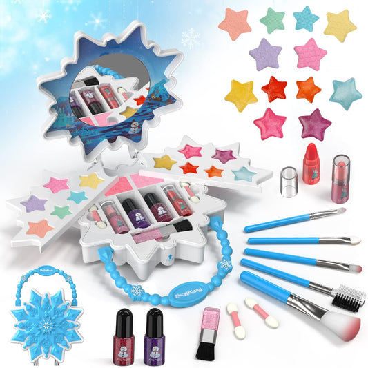balnore 21 Pcs Kids Makeup Kit for Girl Washable Makeup Set Safe