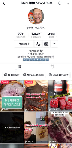 TikTok for AUSSIEQ BBQ page