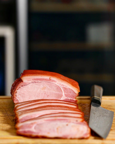 sliced homemade shortcut bacon