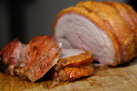 roast pork seasoned with lower sodium BBQ rub HealthIER