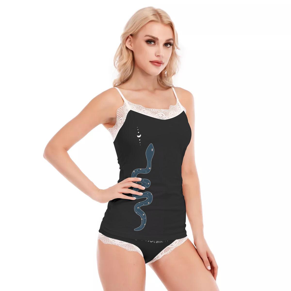 Snake Underwear Set With Lace - Crescent Chalice