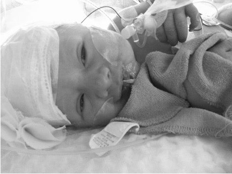 Baby Leighton while she was in the NICU recovering.