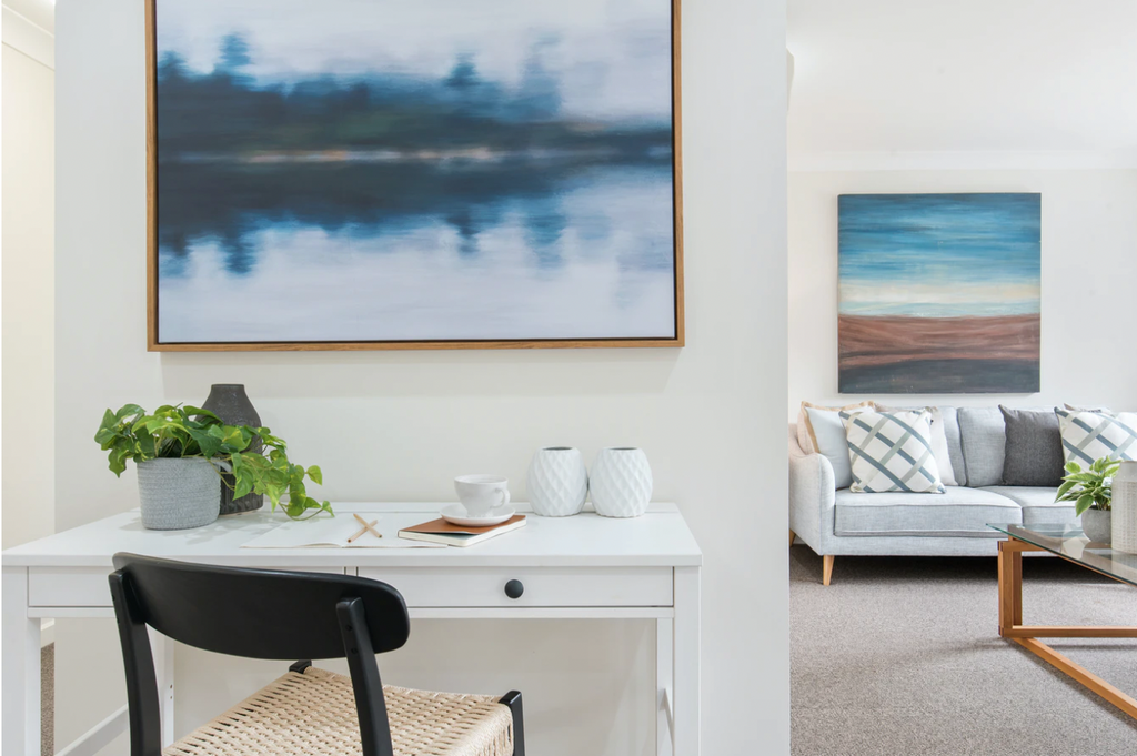 finished modern coastal living room design