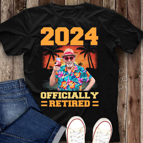 Officially Retired 2024 T Shirt Funny Retirement Him Gifts for Grandad Dad  Mens