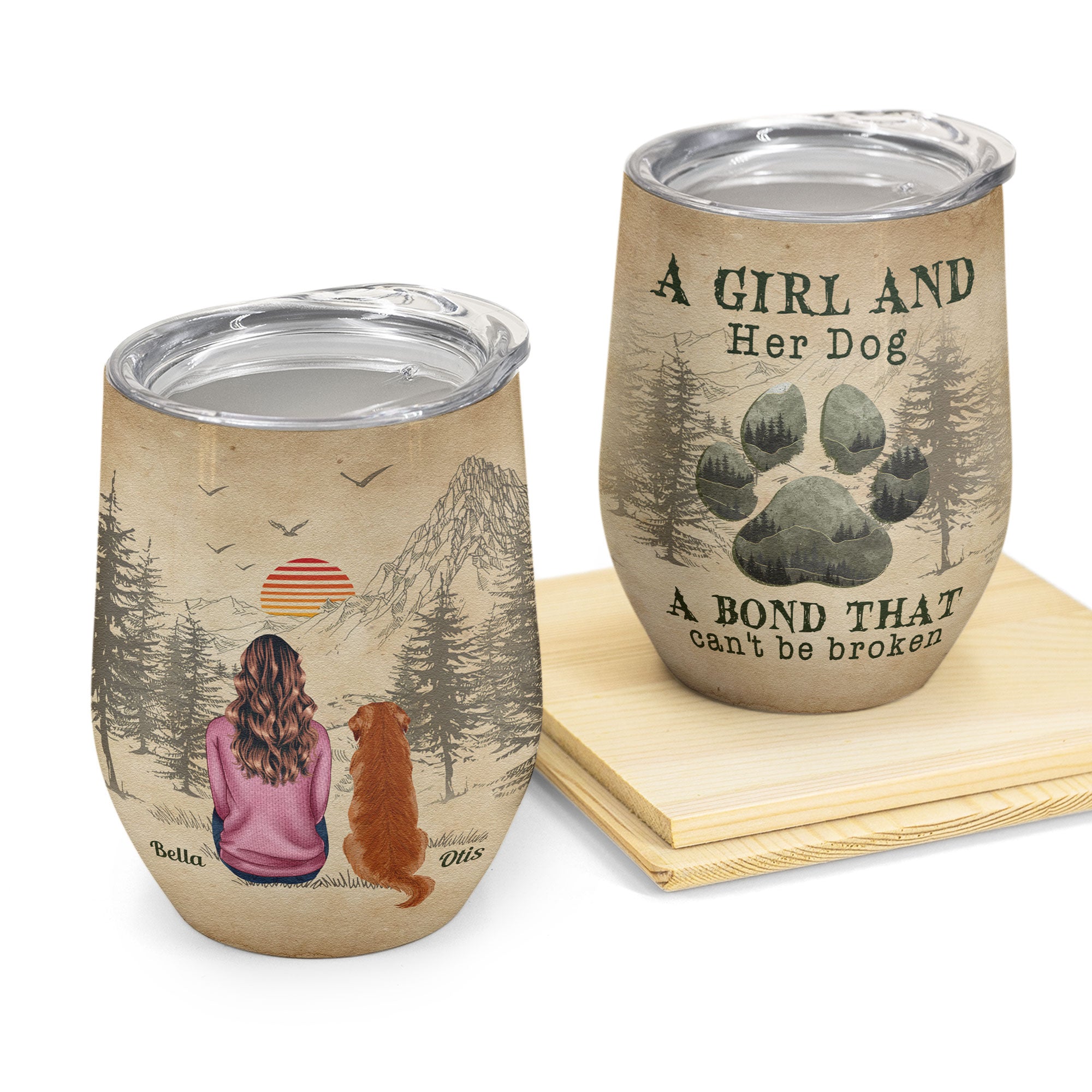 Image of A Girl And Her Dog - Personalized Wine Tumbler - New Year Birthday Gift For Dog Lovers, Dog Mom