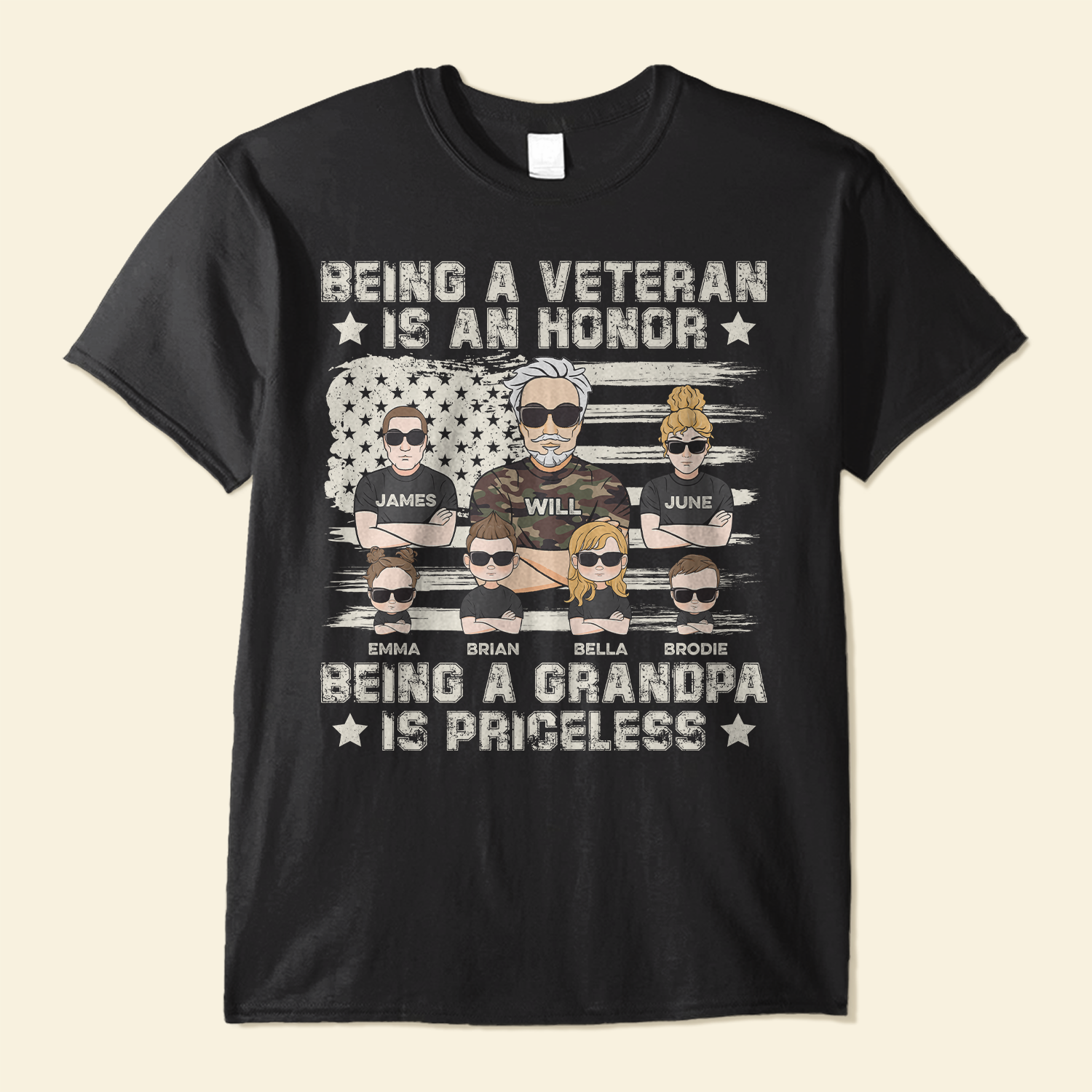 Image of Being A Grandpa Is Priceless - Personalized Shirt - Father's Day, Birthday Gift For Veteran, Army Dad, Grandpa, Grandfather - From Son, Daughter, Granddaughters, Grandsons