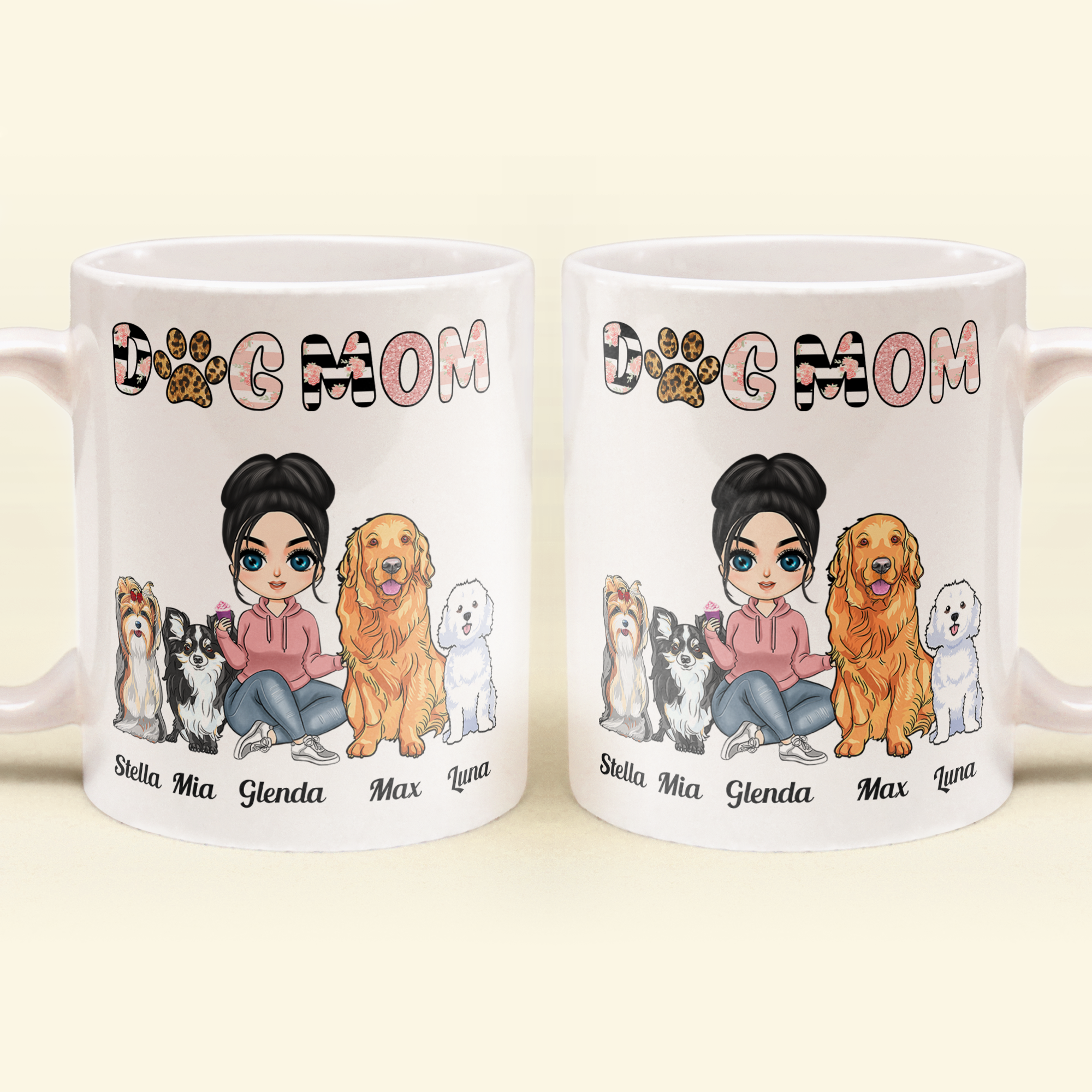Dog Mom - Personalized Mug - Birthday Gift For Dog Lovers - Sitting Girl